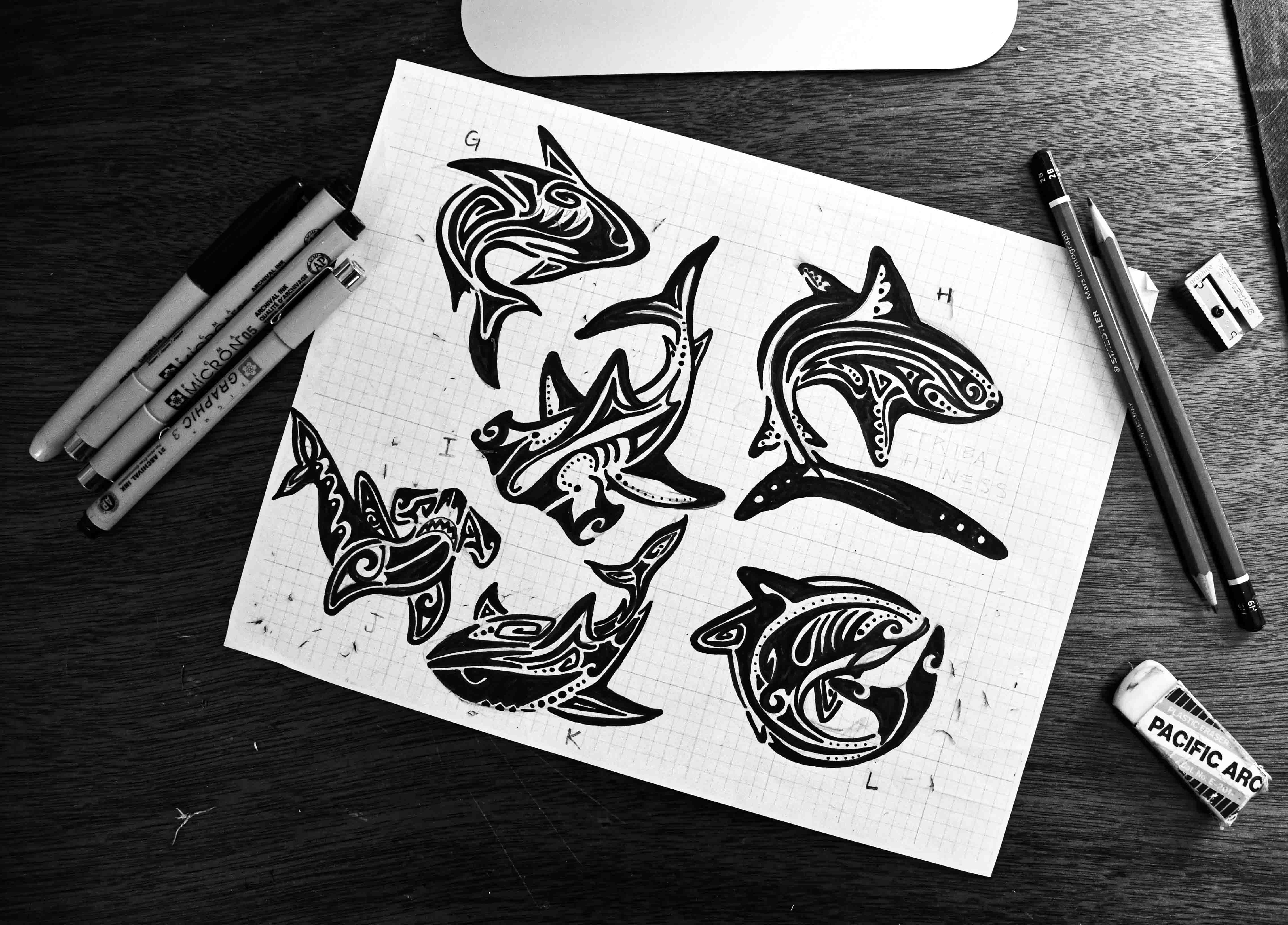 Tribal Fitness logo sketches